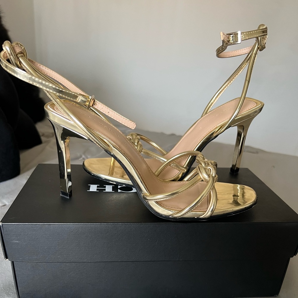 Zara gold heeled sandals